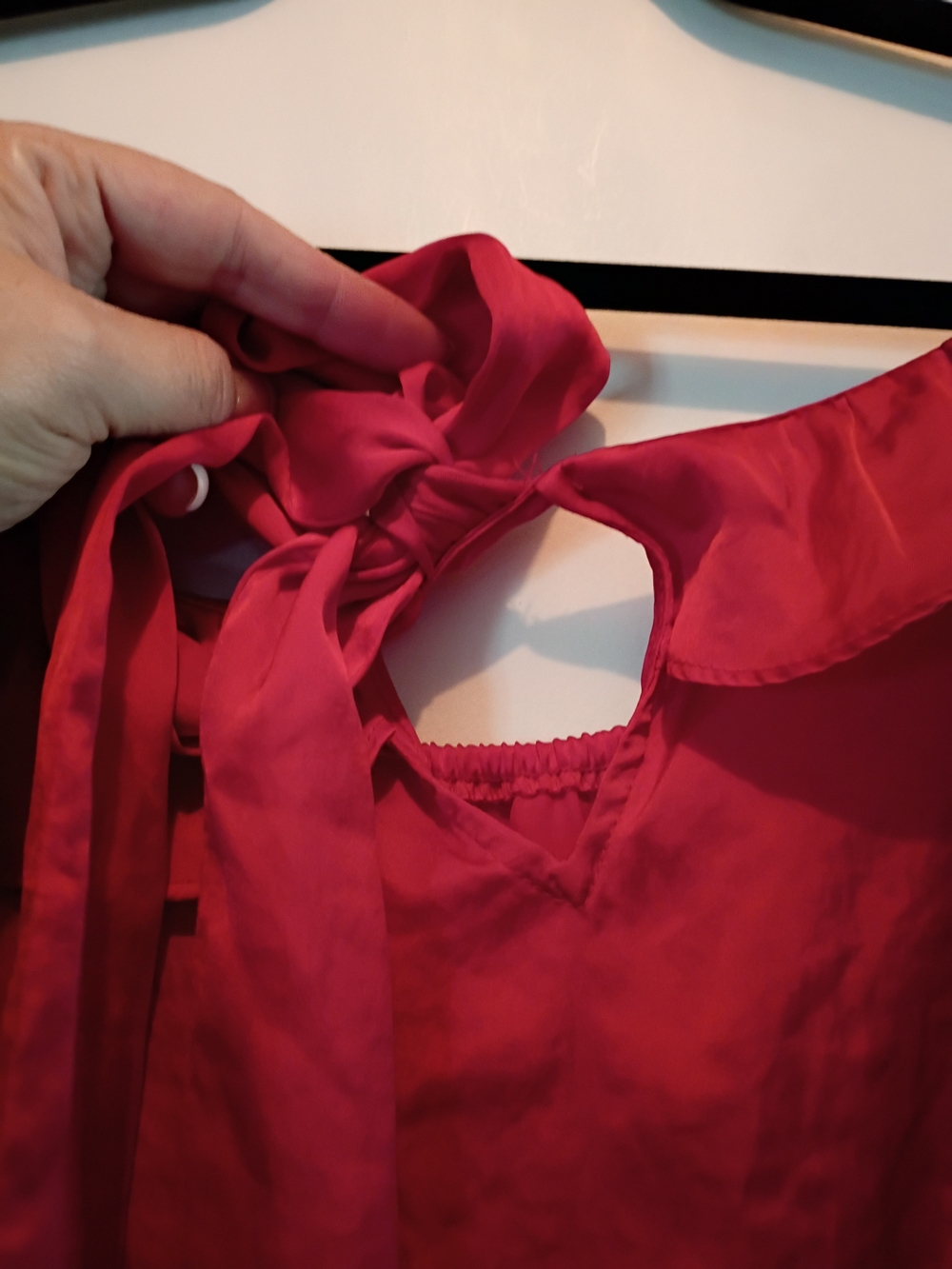 Cato Red Off-Shoulder Ruffle Tie Front Top - Picture 7 of 9